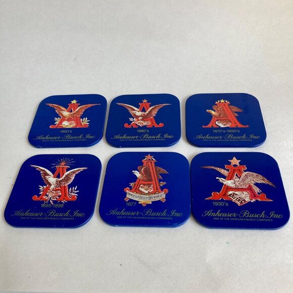 Anheuser-Busch, Inc Beer Coasters w/ Eagle Graphics Through the Years Set of 6 - Picture 3 of 5